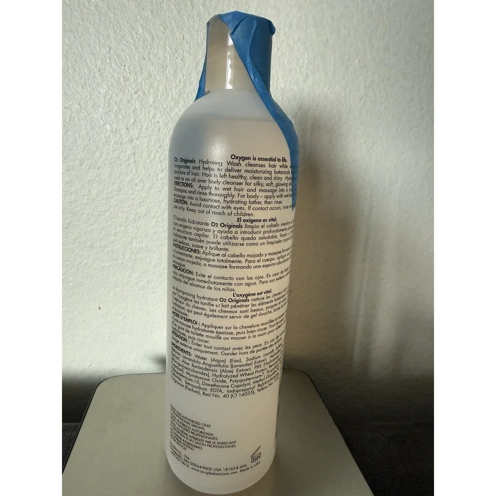 Scruples O2 Hydrating Wash. 12 fl oz. New